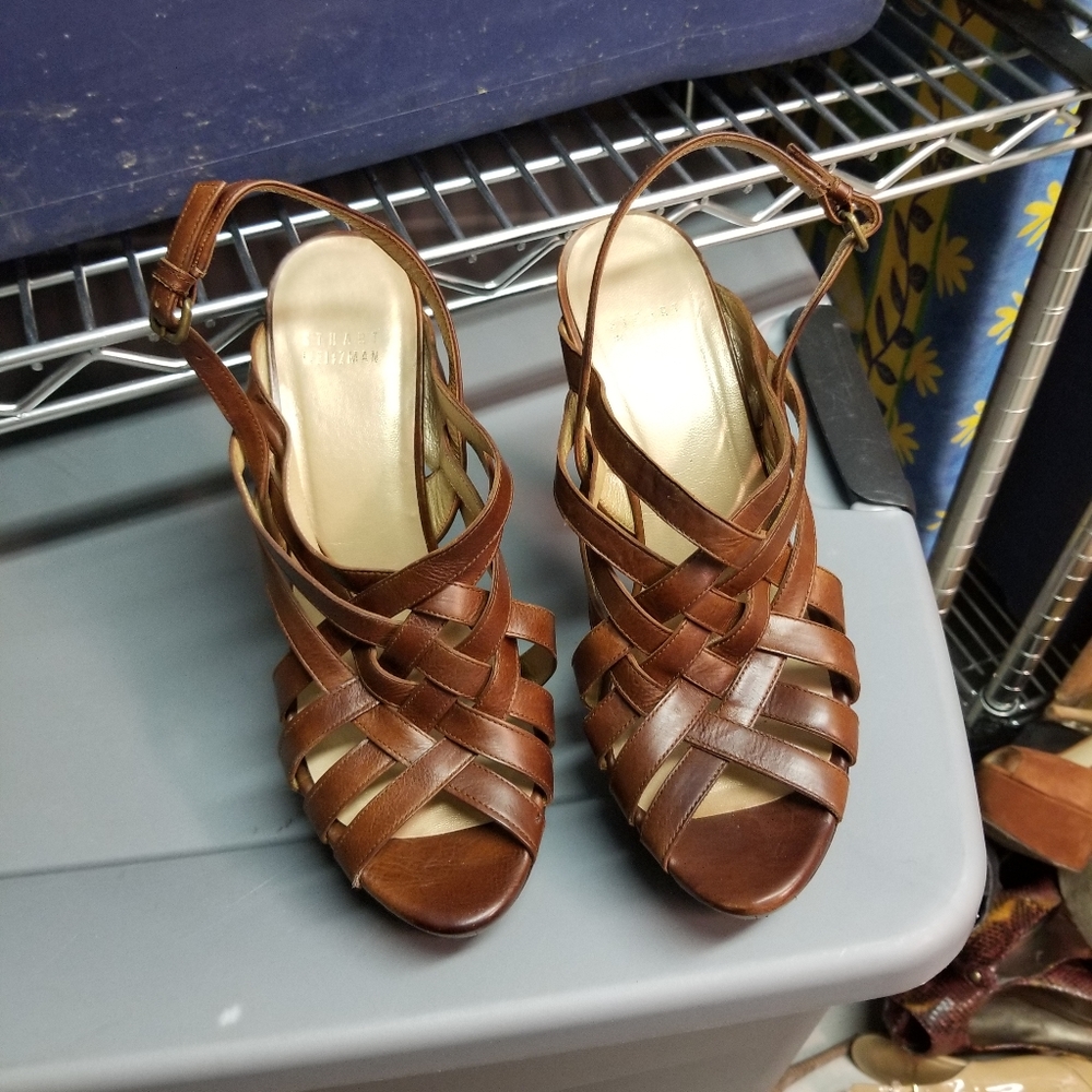 Stuart Weitzman strappy heeled sandals. Brown size 9.5.